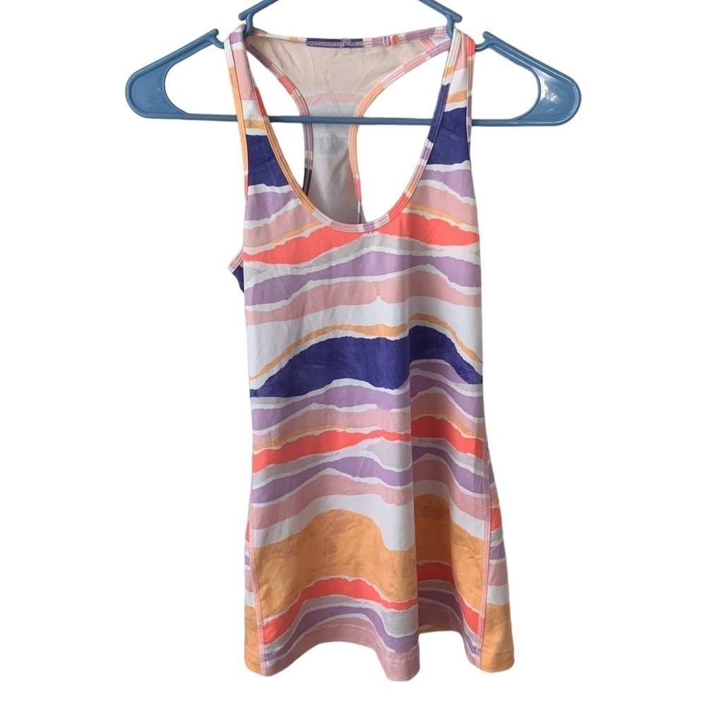 Lululemon Cool Racerback Beacher Stripe White Iris Flower - Picture 3 of 5